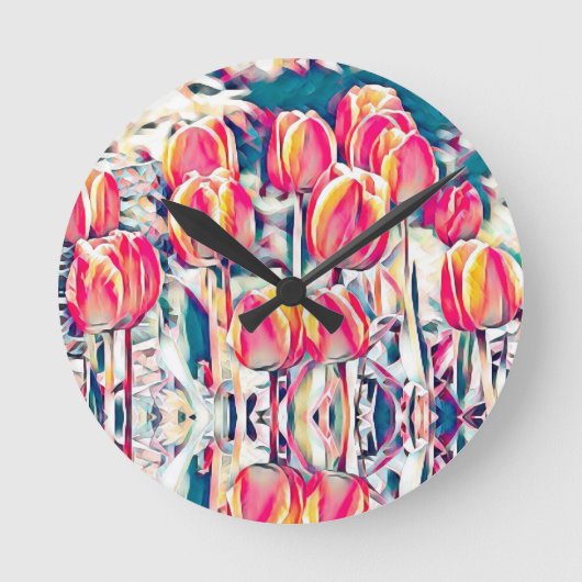 Tulips Runde Wanduhr (Vorderseite)