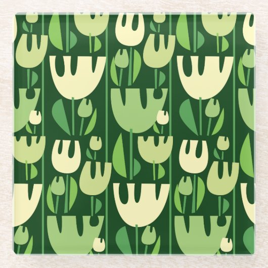 Tulips Scandinavian Style Pattern Glasuntersetzer (Vorderseite)