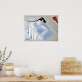 "Tulips" Traurige Frau mit Schwarzes Haar Poster (Küche)