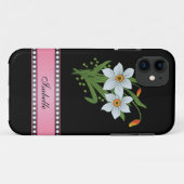 Tulips und Daffodien Pink Personalisierte Bezeichn Case-Mate iPhone Hülle (Rückseite (Horizontal))