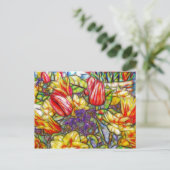 Tulips und Daffodische Kunst Postkarte (Stehend Vorderseite)