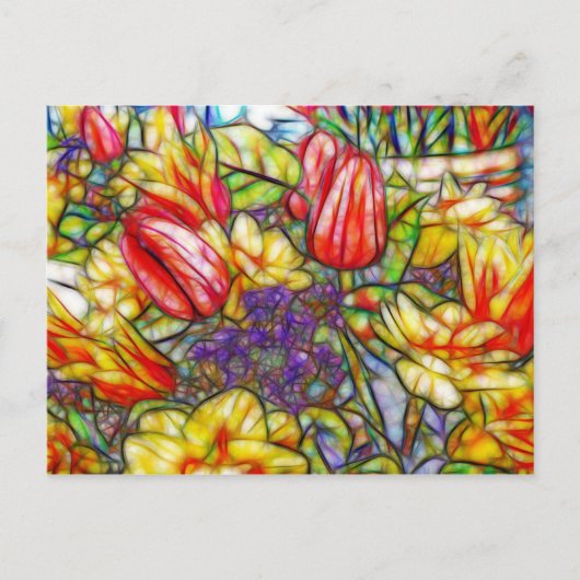 Tulips und Daffodische Kunst Postkarte (Vorderseite)