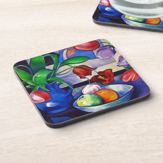 Tulips und Fruchtfleisch Untersetzer Set von 6 (Linke Seite)