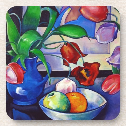 Tulips und Fruchtfleisch Untersetzer Set von 6 (Vorderseite)