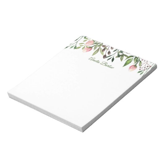 Tulips und Greenery Personalisiert Notepad Notizblock (Rotiert)