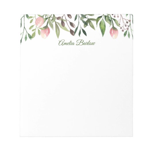 Tulips und Greenery Personalisiert Notepad Notizblock (Vorderseite)