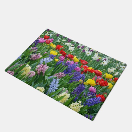 Tulips und hyacinthische Blume Fußmatte (Schrägansicht)
