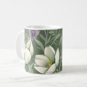 Tulips und Lavendel auf grün Kaffeetasse (Vorderseite Links)