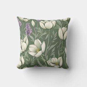 Tulips und Lavendel auf grün Kissen