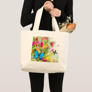 Tulips und Schmetterlinge Jumbo Stoffbeutel