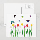 Tulips und Schmetterlinge Postkarte (Vorne/Hinten)