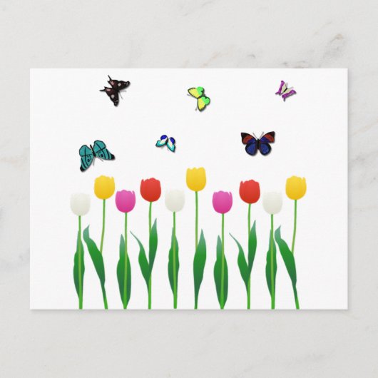 Tulips und Schmetterlinge Postkarte (Vorderseite)