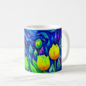 Tulips Van Gogh Style Kaffeetasse (VorderseiteRechts)