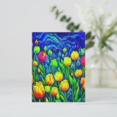 Tulips Van Gogh Style Postkarte (Stehend Vorderseite)