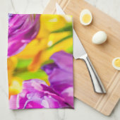 Tulips verzaubern Dunkelrosa Geschirrtuch (Viertel Falte)