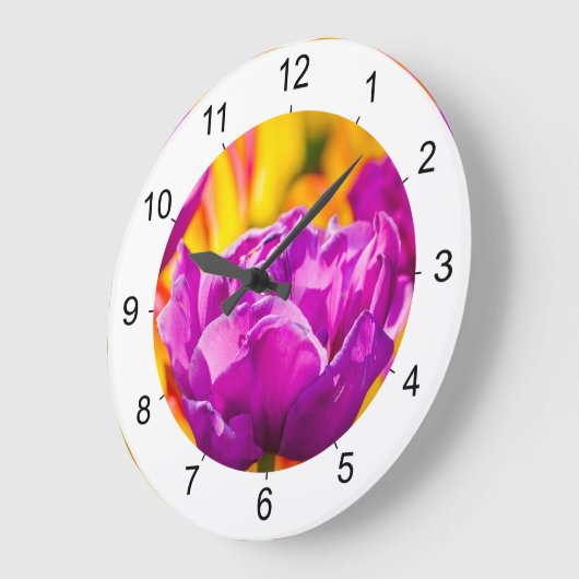 Tulips Verzauberung Violet Große Wanduhr (Winkel)