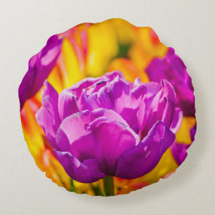 Tulips Verzauberung Violet Rundes Kissen