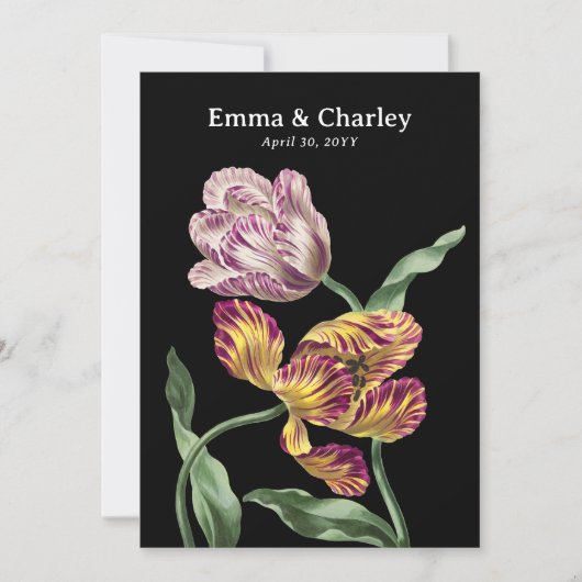Tulips Vintager Blumengarten Hochzeit Einladung (Vorderseite)