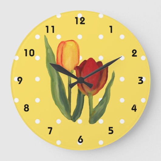 Tulips Wall Clock Große Wanduhr (Vorderseite)