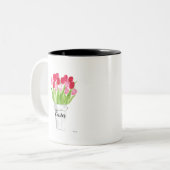 Tulips Wasserfarbe Rosa Blütenfröhlichkeit Ostern Zweifarbige Tasse (Vorderseite Links)
