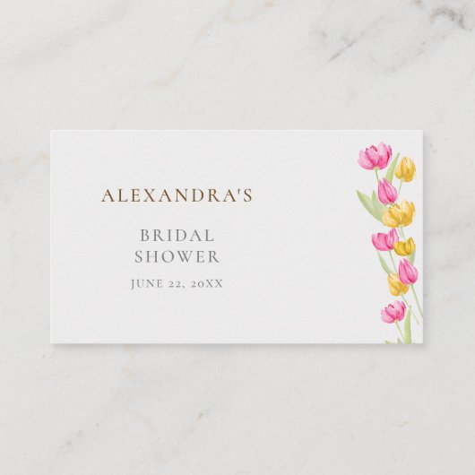 Tulips Wasserfarbe Rosa Frühling Brautparty Rezept Begleitkarte (Rückseite)