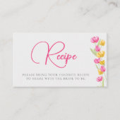 Tulips Wasserfarbe Rosa Frühling Brautparty Rezept Begleitkarte (Vorderseite)