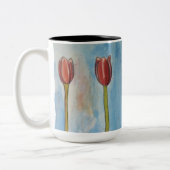 Tulips Wasserfarbe Zwei-Ton-Kaffee-Tasse Zweifarbige Tasse (Links)