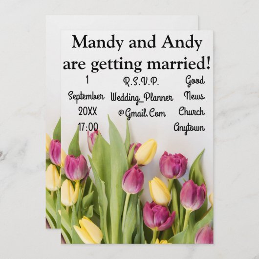 Tulips Wedding Einladung (Vorne/Hinten)