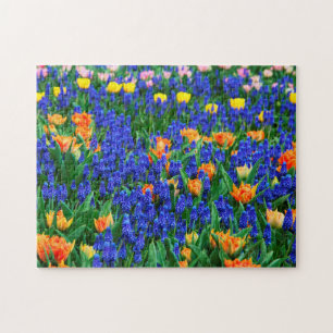 Tulips Weintrauben Hyacinth Blume Feld farbig Puzzle