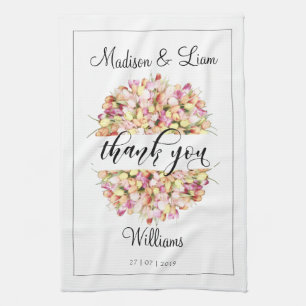 Tulips Wreath Vielen Dank Pencil Art Kalligrafie Geschirrtuch