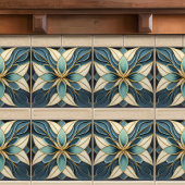 Tulips zu Blue Symmetric Art Nouveau Keramik Tile Fliese