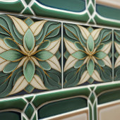 Tulips zu Sage Symmetric Art Nouveau Keramik Tile Fliese