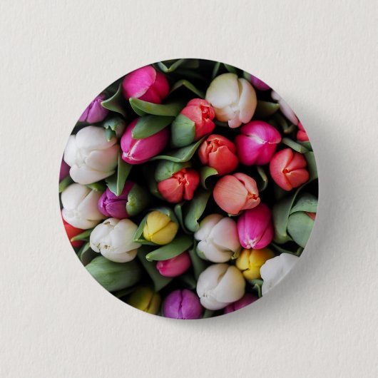 Tulissen Farbige Blume Osterfrühling Button (Vorderseite)