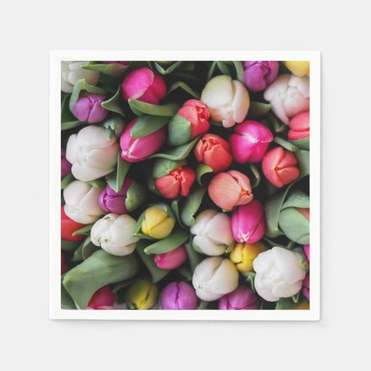 Tulissen Farbige Blume Osterfrühling Serviette (Vorderseite)