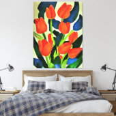 Tulissen in kräftigen Farben Rote Blumen Kunst Leinwanddruck (Insitu (Schlafzimmer))