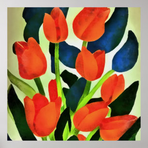 Tulissen in kräftigen Farben Rote Blumen Kunst Poster