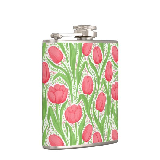 Tulissen in Rot und Grün Flachmann (Rechts)