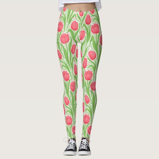Tulissen in Rot und Grün Leggings (Vorderseite)
