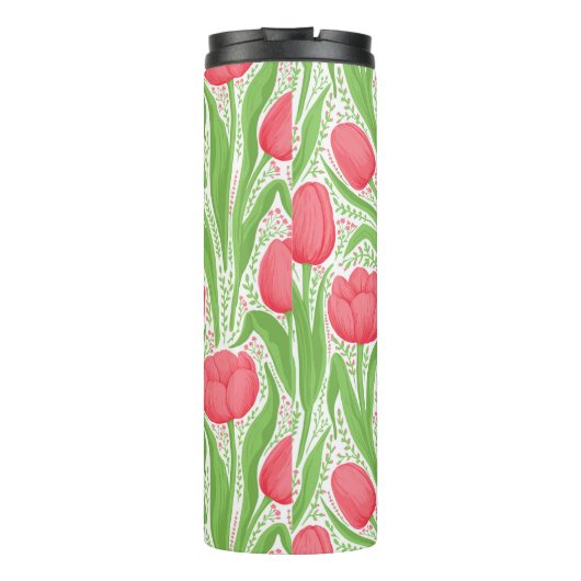 Tulissen in Rot und Grün Thermosbecher (Rückseite)