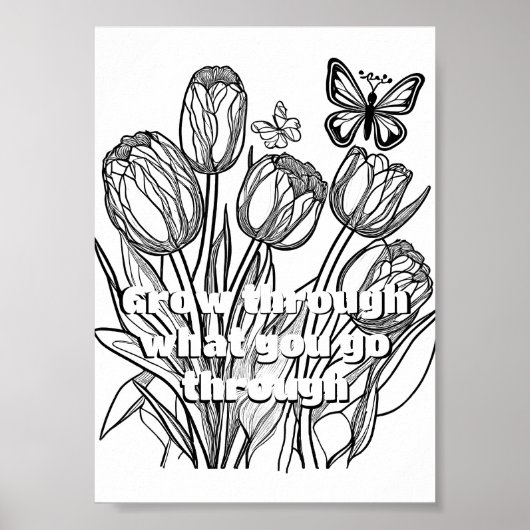 Tulissen mit druckbaren Butterfly-Farbseiten Poster (Vorne)