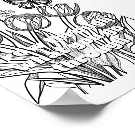Tulissen mit druckbaren Butterfly-Farbseiten Poster (Ecke)
