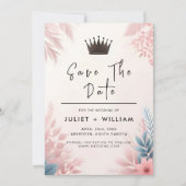 Tulle Regal Royal Glam Blush Pink Wedding Save The Date (Vorderseite)