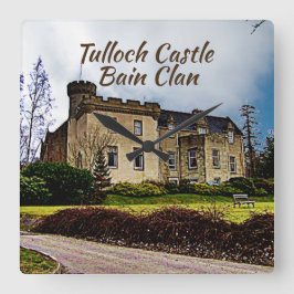 Tulloch Castle - Bain Clan Quadratische Wanduhr