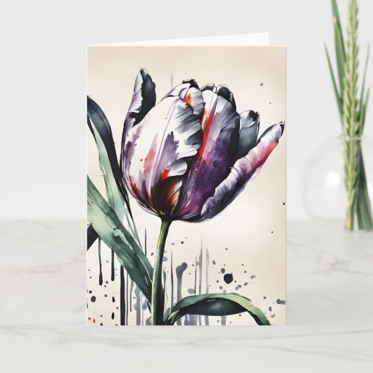 Tulpe - Aquarellblumen Karte (Vorderseite)