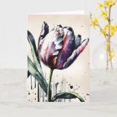 Tulpe - Aquarellblumen Karte (Gelbe Blume)
