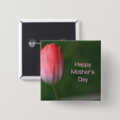 Tulpe-Blume, Tag der glücklichen Mutter Button (Vorne & Hinten)