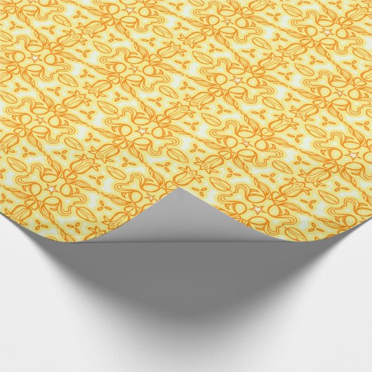 Tulpe-Blumendamast-Frühlingsgelb Geschenkpapier (Ecke)