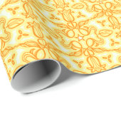 Tulpe-Blumendamast-Frühlingsgelb Geschenkpapier (Rolleneckpunkt)