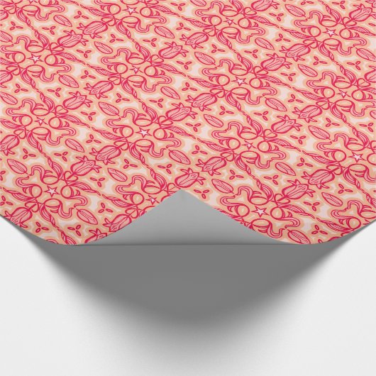 Tulpe-Blumendamast-Frühlingsrot Geschenkpapier (Ecke)