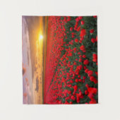 Tulpe-Felder am Sonnenuntergang in den Wandteppich (Vorderseite)